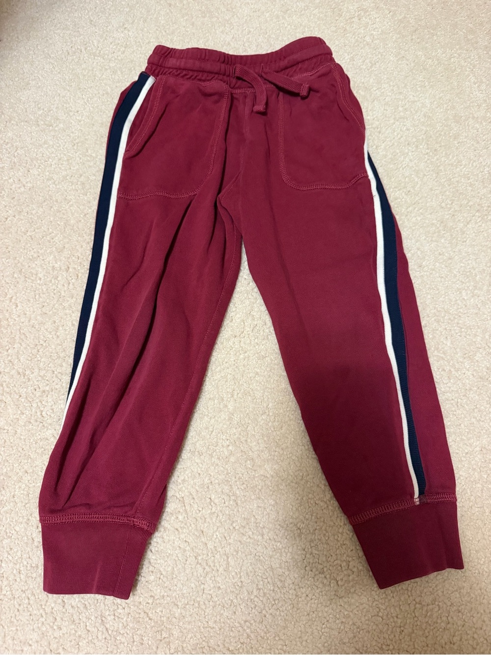 Crewcuts Maroon Sweatpants with Navy and White Side Stripes
